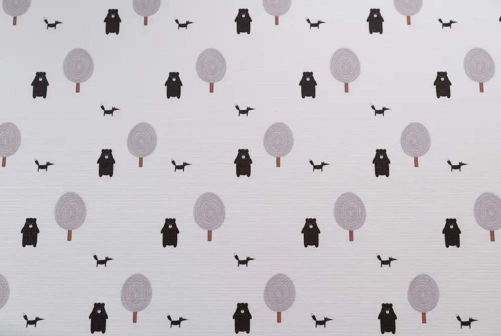 Forrest Grey playmat. Side B has a tree and bear pattern. 