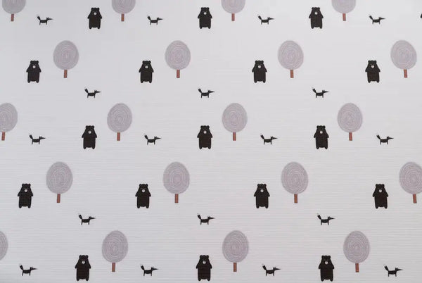 Forrest Grey playmat. Side B has a tree and bear pattern. 